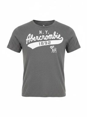 Abercrombie Kids Embroidered Spell Out Logo Gray T-shirt Unisex 13/14